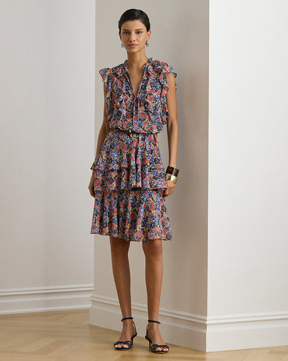 Ralph Lauren Floral RuffleTrim Georgette Dress