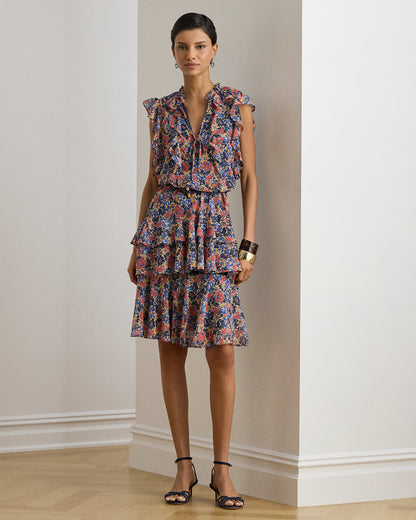 Ralph Lauren Floral RuffleTrim Georgette Dress
