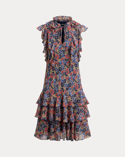Ralph Lauren Floral RuffleTrim Georgette Dress