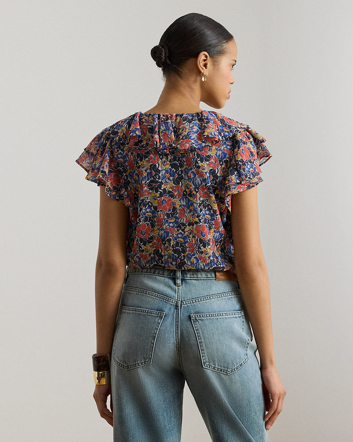 Ralph Lauren Floral RuffleTrim Georgette Blouse