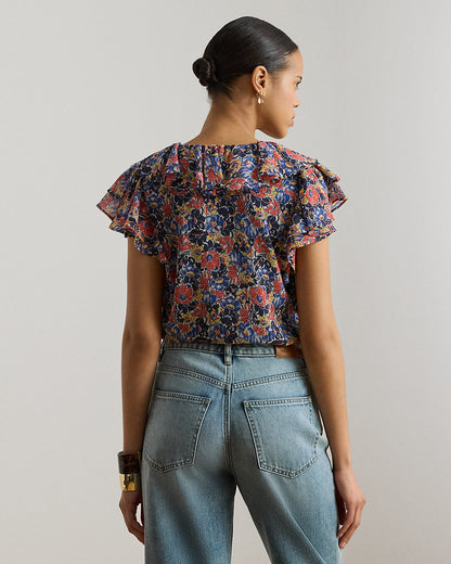 Ralph Lauren Floral RuffleTrim Georgette Blouse