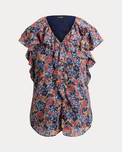 Ralph Lauren Floral RuffleTrim Georgette Blouse