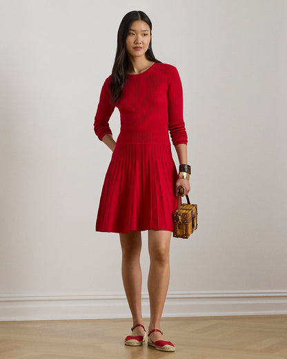 Ralph Lauren MiniCable Pleated FitandFlare Dress