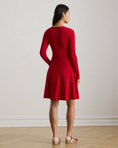 Ralph Lauren MiniCable Pleated FitandFlare Dress