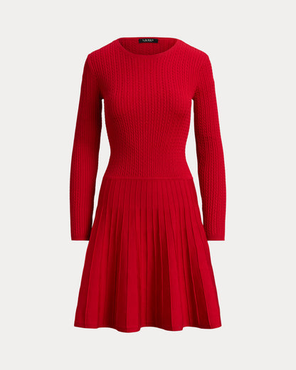 Ralph Lauren MiniCable Pleated FitandFlare Dress