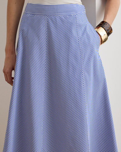 Ralph Lauren Striped Paneled Cotton Broadcloth Skirt