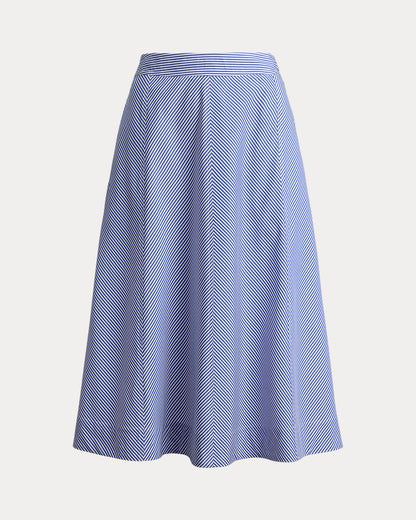 Ralph Lauren Striped Paneled Cotton Broadcloth Skirt