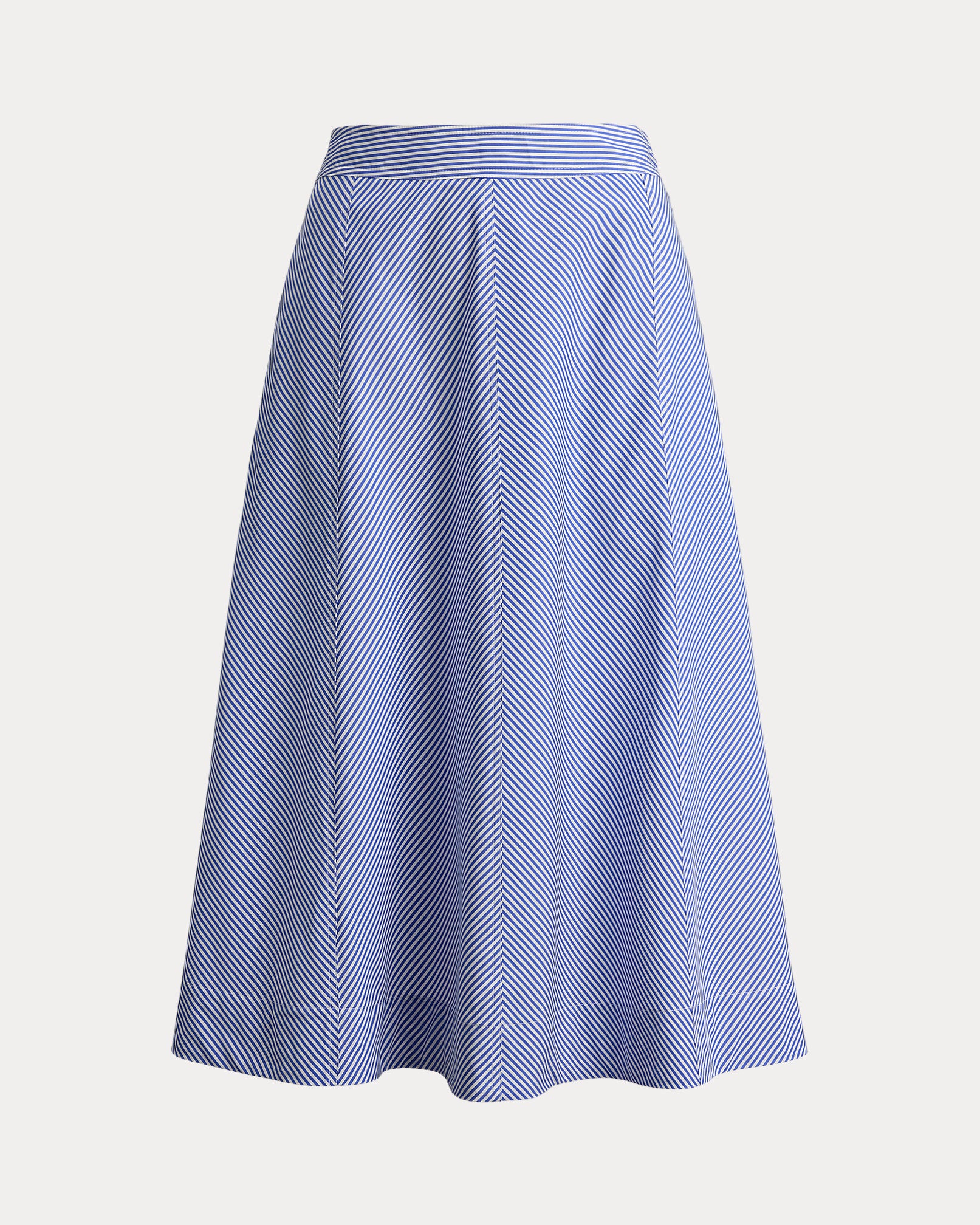 Ralph Lauren Striped Paneled Cotton Broadcloth Skirt