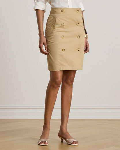 Ralph Lauren DoubleBreasted Cotton Twill Wrap Skirt