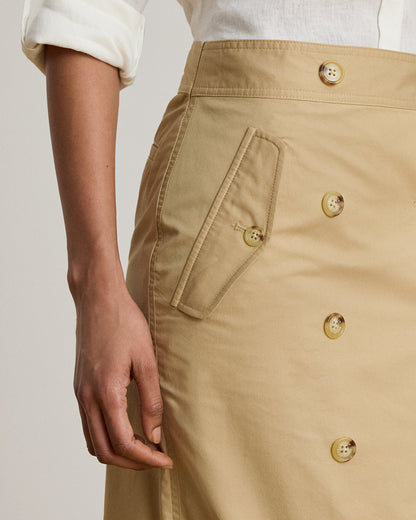Ralph Lauren DoubleBreasted Cotton Twill Wrap Skirt
