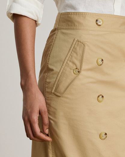 Ralph Lauren DoubleBreasted Cotton Twill Wrap Skirt