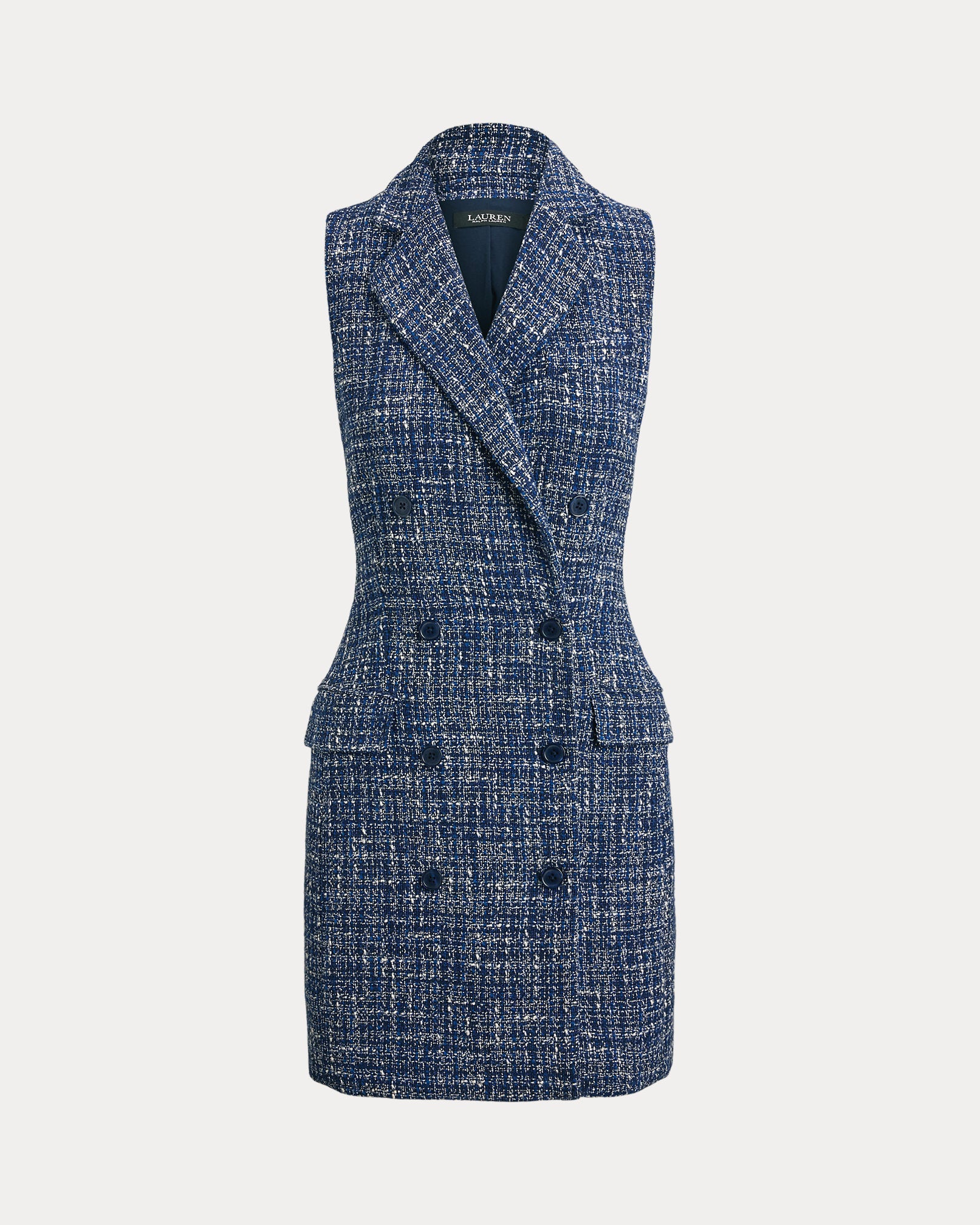 Ralph Lauren DoubleBreasted Bouclé Sleeveless Dress