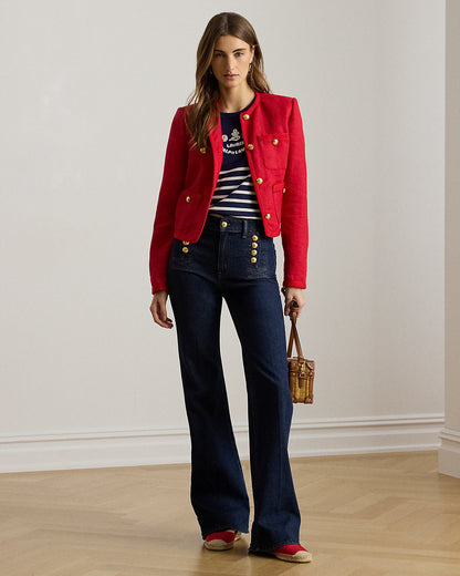Ralph Lauren Linen Herringbone Cropped Jacket