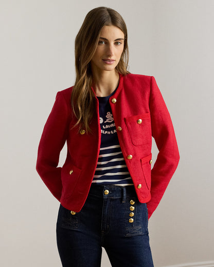 Ralph Lauren Linen Herringbone Cropped Jacket