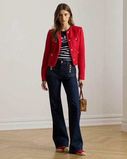 Ralph Lauren Linen Herringbone Cropped Jacket