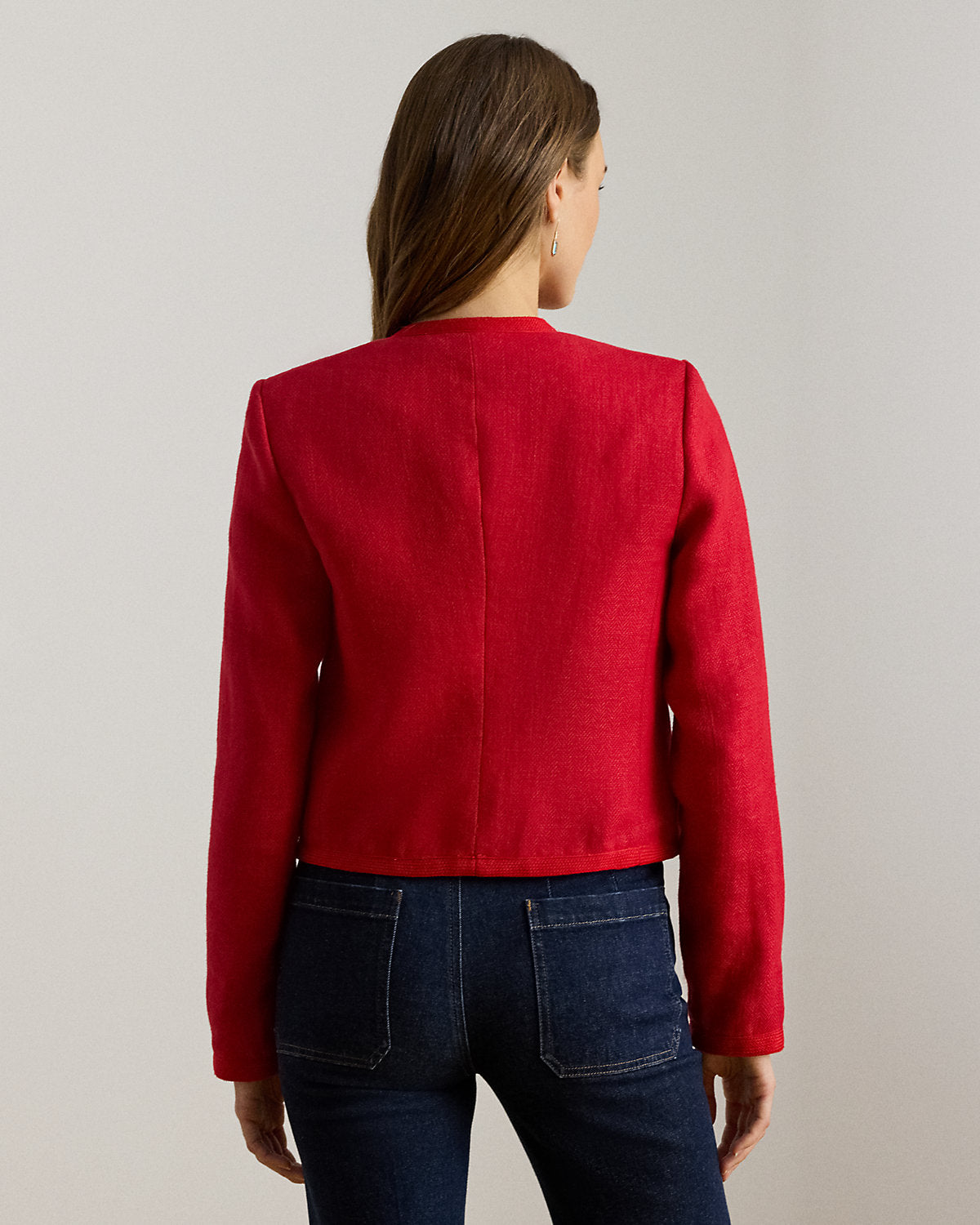 Ralph Lauren Linen Herringbone Cropped Jacket