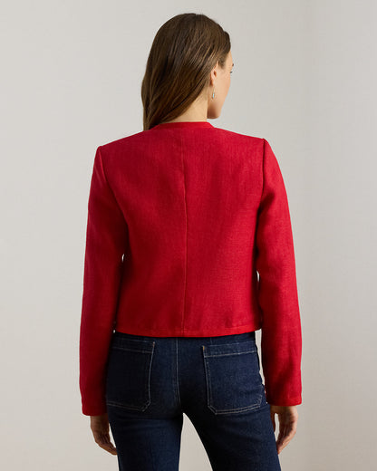 Ralph Lauren Linen Herringbone Cropped Jacket