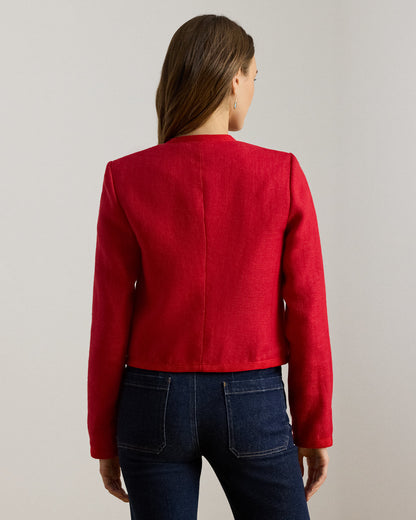 Ralph Lauren Linen Herringbone Cropped Jacket