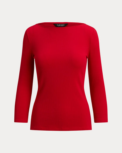 Ralph Lauren RibKnit CottonBlend Boatneck Tee