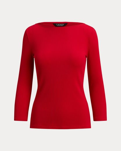 Ralph Lauren RibKnit CottonBlend Boatneck Tee