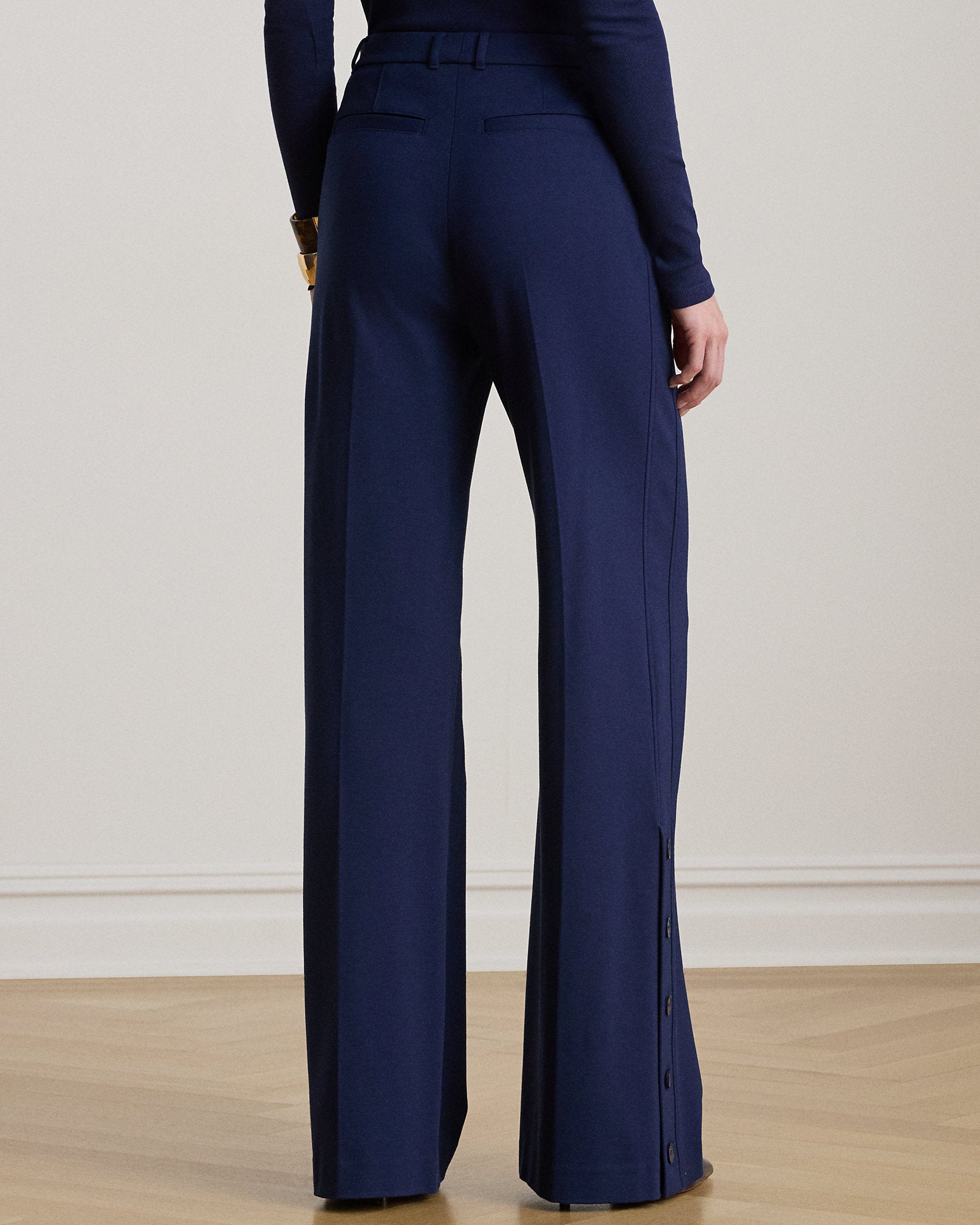 Ralph Lauren ButtonTrim Ponte WideLeg Pant