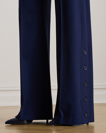 Ralph Lauren ButtonTrim Ponte WideLeg Pant