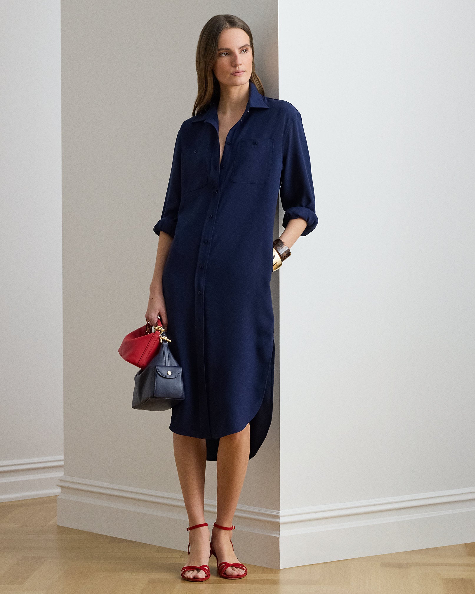 Ralph Lauren DoubleFaced Georgette Shirtdress