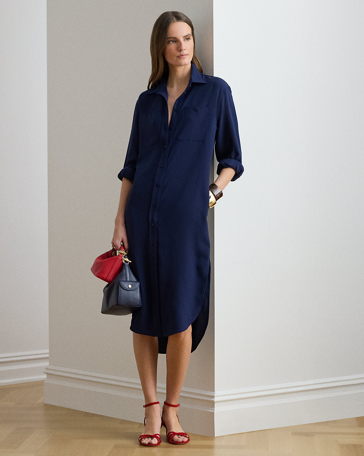 Ralph Lauren DoubleFaced Georgette Shirtdress