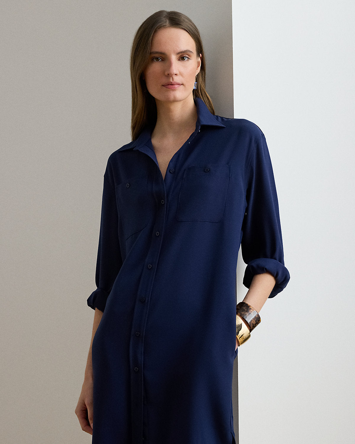 Ralph Lauren DoubleFaced Georgette Shirtdress