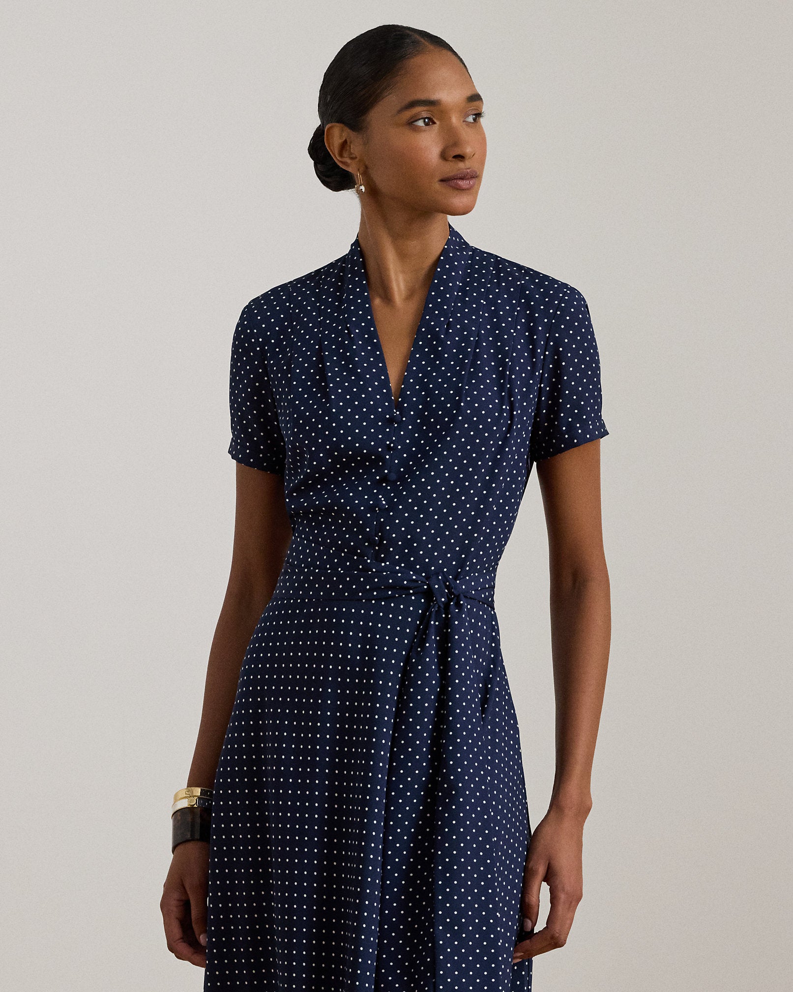 Ralph Lauren PolkaDot Belted Crepe Dress