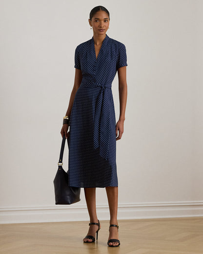 Ralph Lauren PolkaDot Belted Crepe Dress