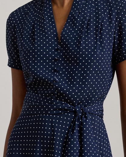 Ralph Lauren PolkaDot Belted Crepe Dress