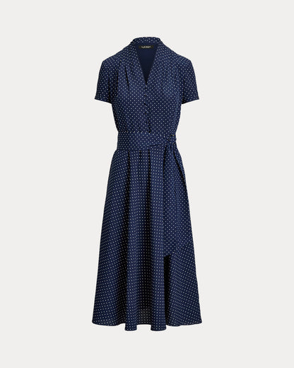 Ralph Lauren PolkaDot Belted Crepe Dress