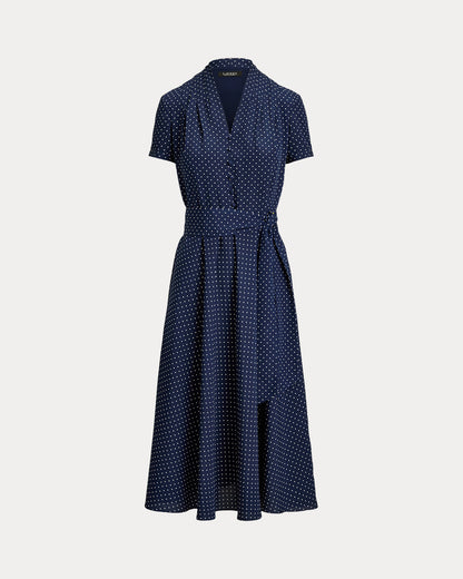Ralph Lauren PolkaDot Belted Crepe Dress