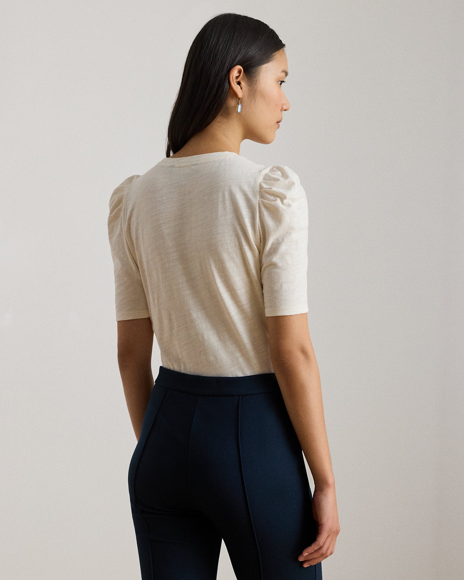 Ralph Lauren Slub Jersey PuffSleeve Top