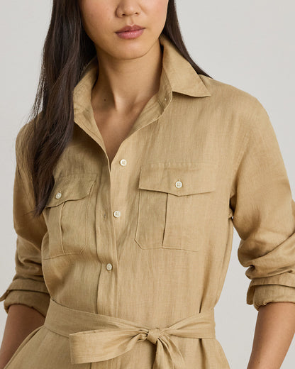 Ralph Lauren Belted Linen Midi Shirtdress