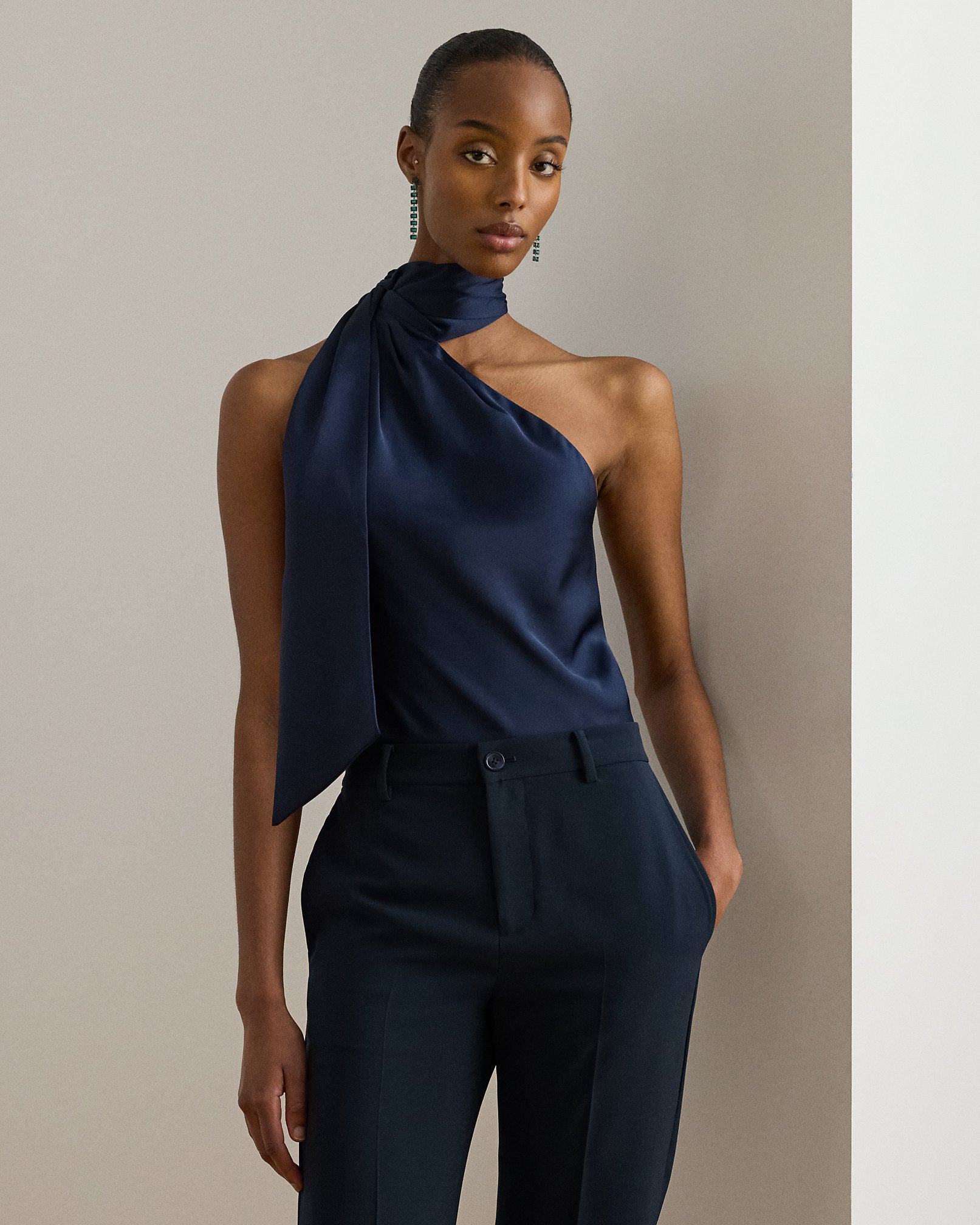 Ralph Lauren Charmeuse TieNeck Halter Top
