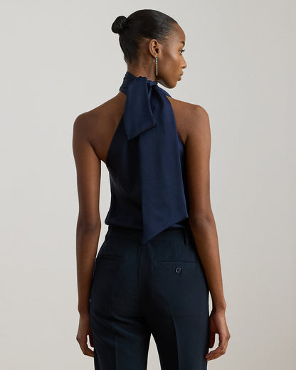 Ralph Lauren Charmeuse TieNeck Halter Top