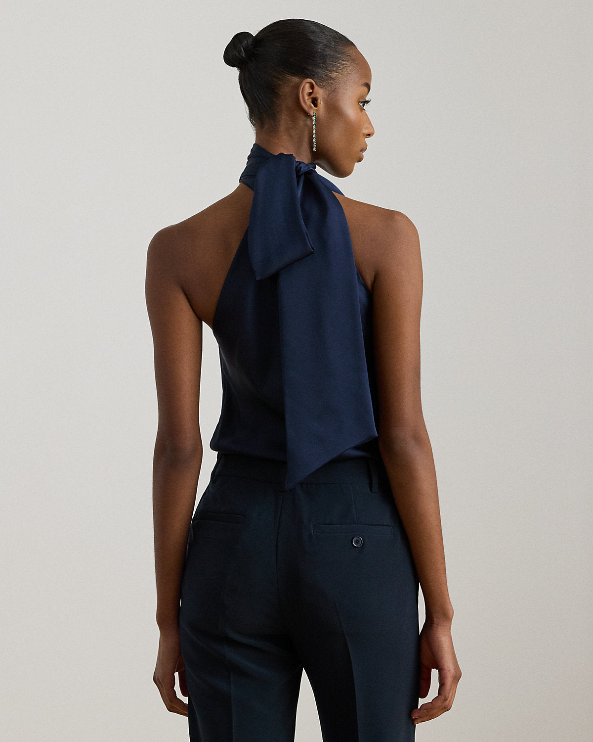 Ralph Lauren Charmeuse TieNeck Halter Top