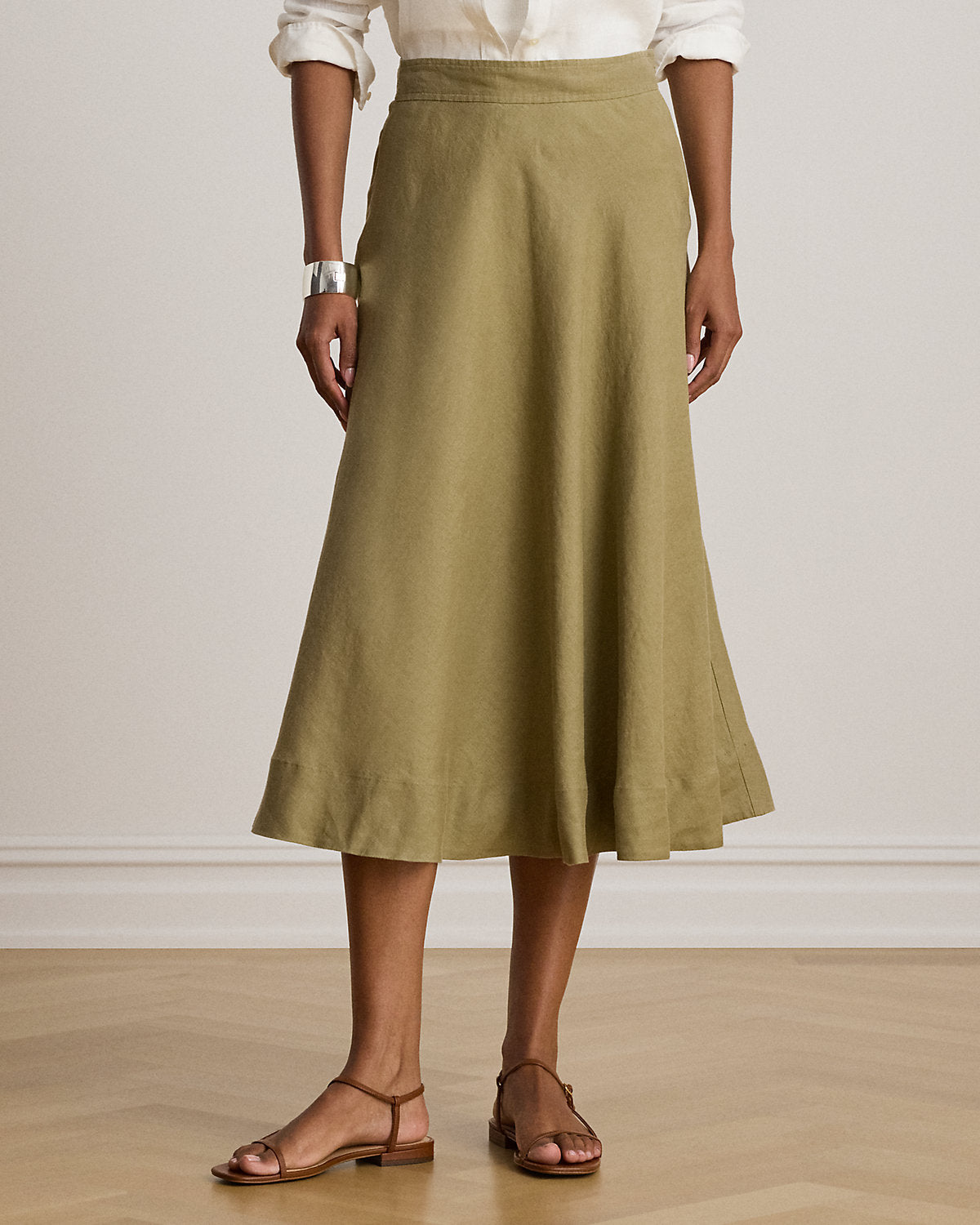 Ralph Lauren Linen ALine Midi Skirt