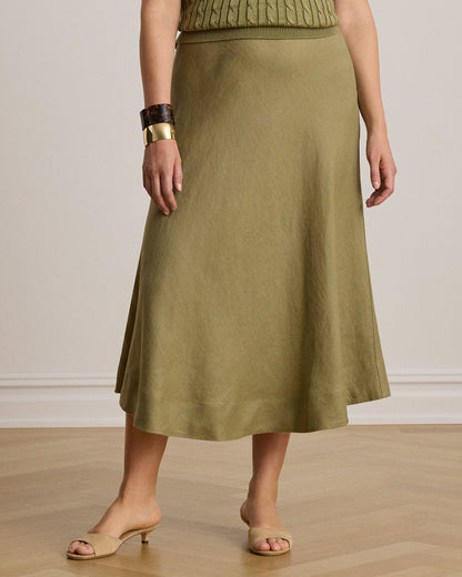 Ralph Lauren Linen ALine Midi Skirt