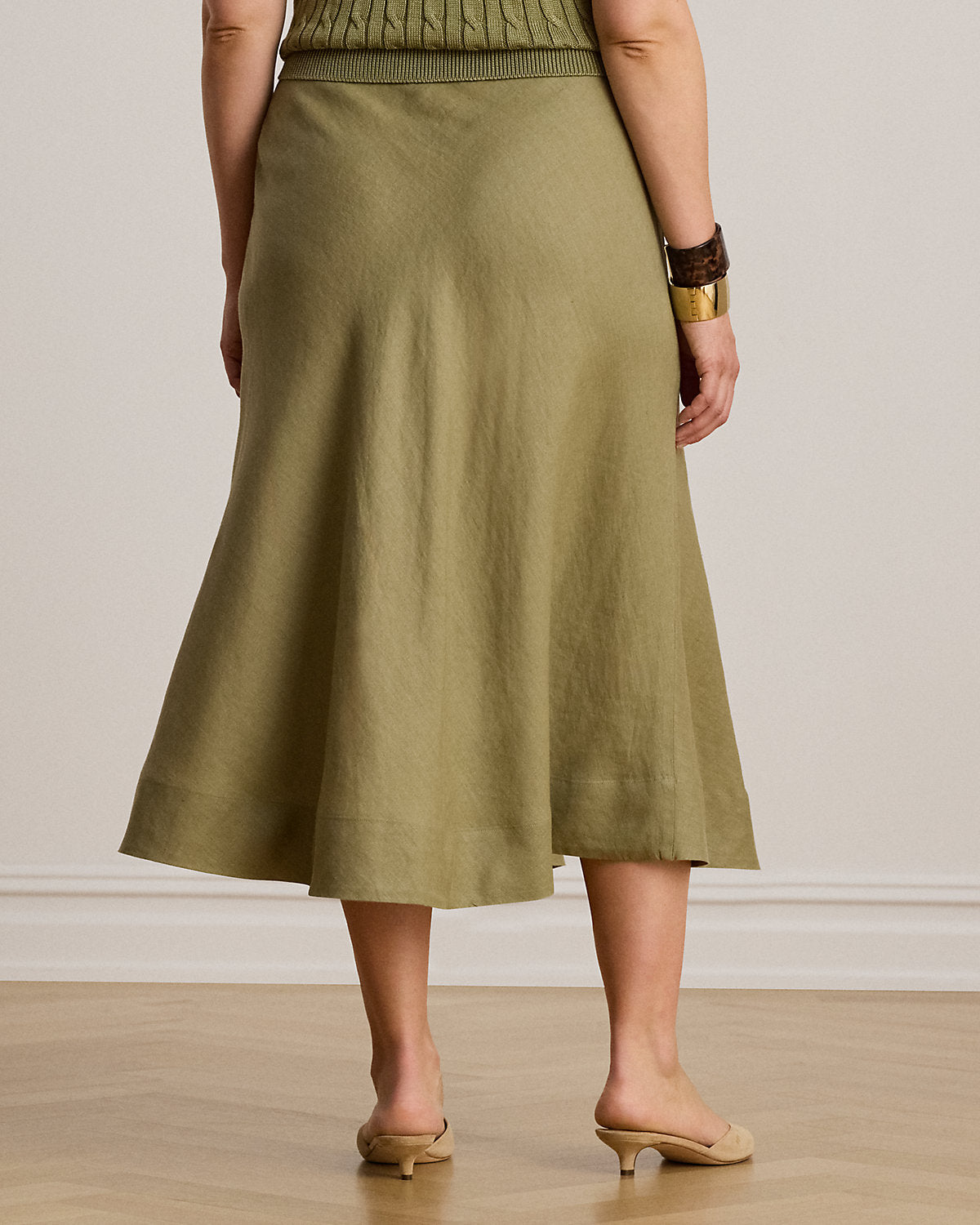 Ralph Lauren Linen ALine Midi Skirt