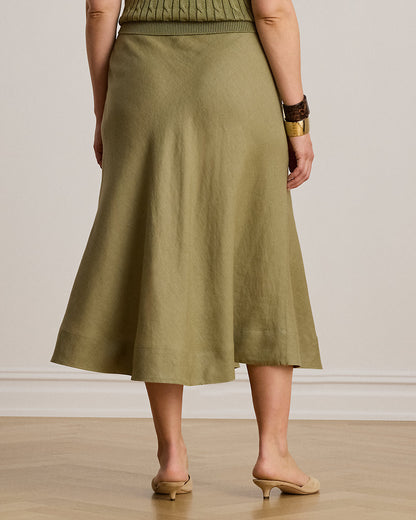 Ralph Lauren Linen ALine Midi Skirt