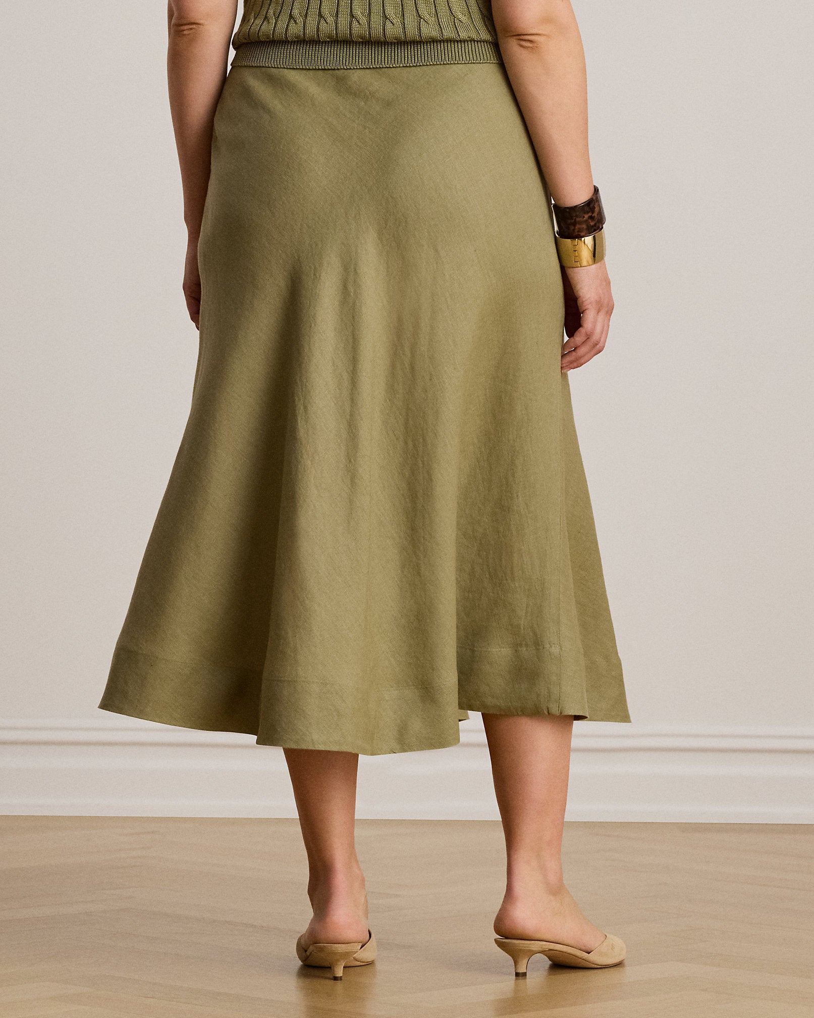 Ralph Lauren Linen ALine Midi Skirt
