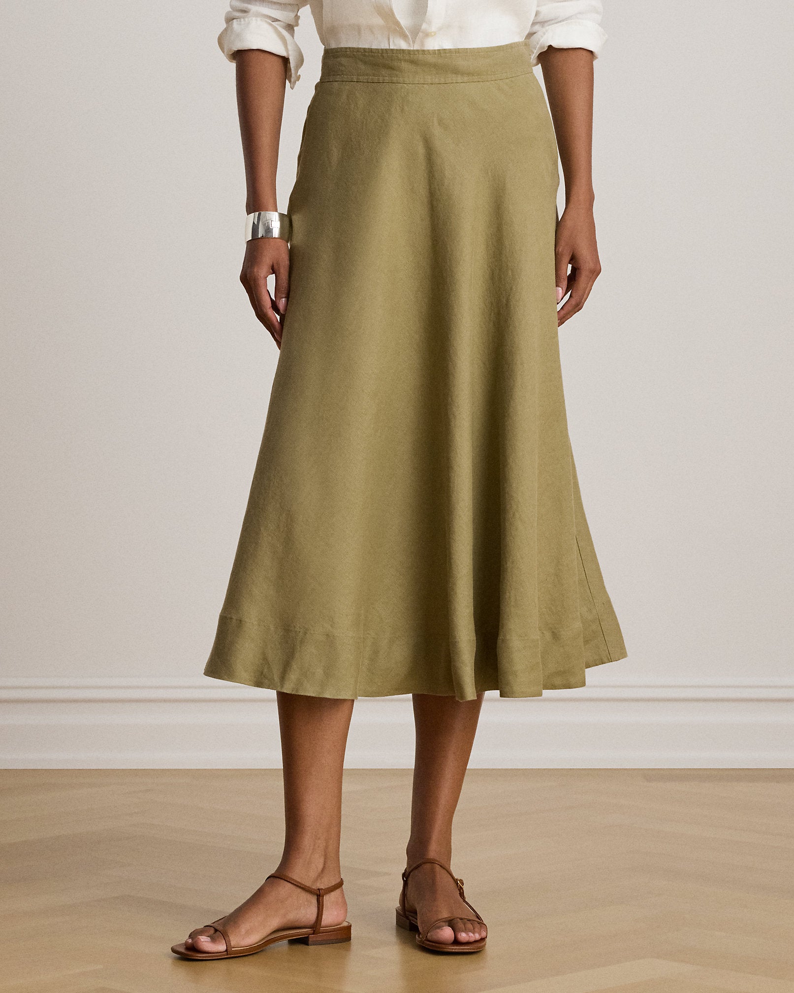 Ralph Lauren Linen ALine Midi Skirt
