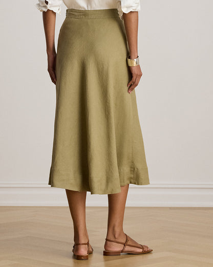 Ralph Lauren Linen ALine Midi Skirt