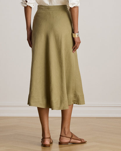 Ralph Lauren Linen ALine Midi Skirt