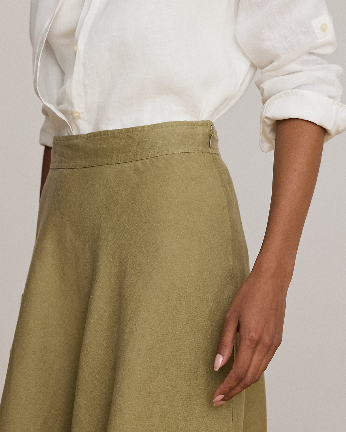 Ralph Lauren Linen ALine Midi Skirt