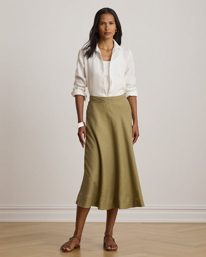 Ralph Lauren Linen ALine Midi Skirt