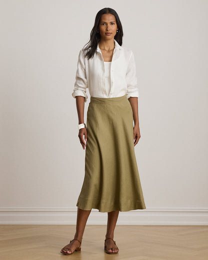 Ralph Lauren Linen ALine Midi Skirt